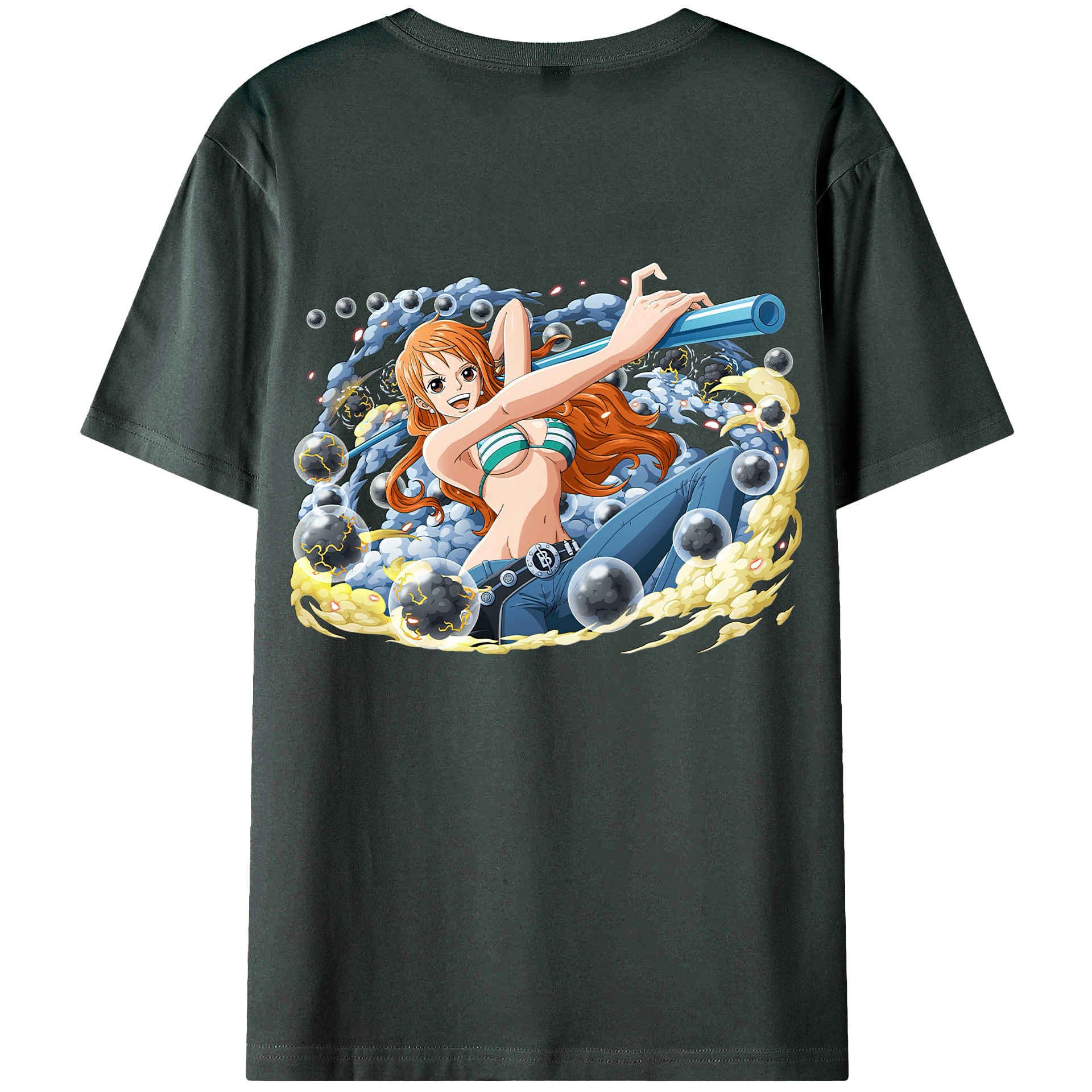 （画像用） ワンピース ナミ ONE PIECE Nami 綿100％ メンズ半袖Tシャツ（バックプリント） 通気性